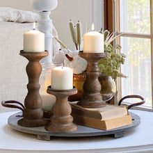 Load image into Gallery viewer, Wooden Pillar Candle Holder Set