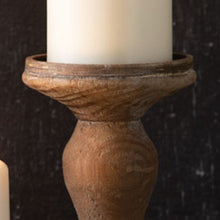 Load image into Gallery viewer, Wooden Pillar Candle Holder Set
