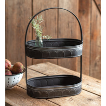 Load image into Gallery viewer, Black Two-Tiered Corrugated Oval Tray