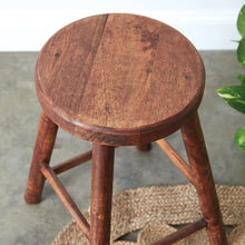 Load image into Gallery viewer, Vintage-Inspired Polished Wooden Stool