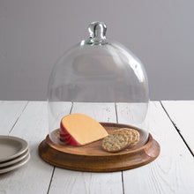 Load image into Gallery viewer, Medium Glass Bell Shaped Cloche with Wood Base