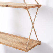 Load image into Gallery viewer, Two-Tiered Boho Hanging Shelf with Hook