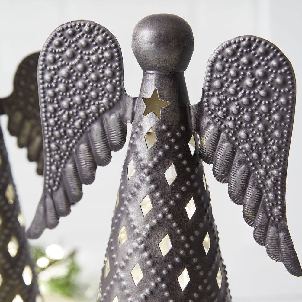 Tabletop Angel with Bouquet - Capiz Flakes Gold 7