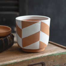 Load image into Gallery viewer, Chevron Terra Cotta Pot and Plate