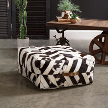 Load image into Gallery viewer, Chevron Cowhide Pouf