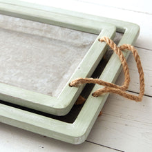 Load image into Gallery viewer, Jade Galvanized Trays with Rope Handles