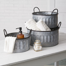 Load image into Gallery viewer, Galvanized Apple Basket Set