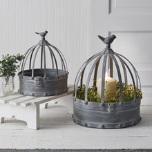 Load image into Gallery viewer, Set of Two Metal Cloches with Birds