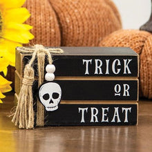 Load image into Gallery viewer, Trick or Treat Mini Wooden Book Stack