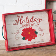 Load image into Gallery viewer, Set of Two Wood Holiday Serving Trays