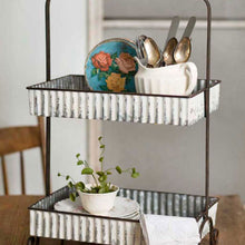 Load image into Gallery viewer, Whitewash Corrugated Two-Tier Tabletop Caddy