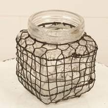 Load image into Gallery viewer, Square Glass Jar With Chicken Wire