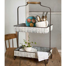 Load image into Gallery viewer, Whitewash Corrugated Two-Tier Tabletop Caddy