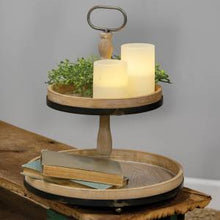 Load image into Gallery viewer, Distressed Wood and Metal Two-Tiered Tray