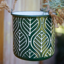 Load image into Gallery viewer, Green and White Hanging Metal Planters