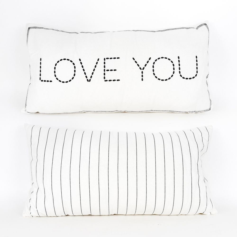 Reversible Linen Love You Pillow