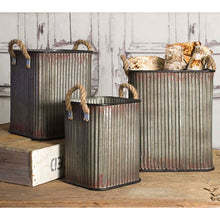 Load image into Gallery viewer, Vintage Style Corrugated Storage Bin Set