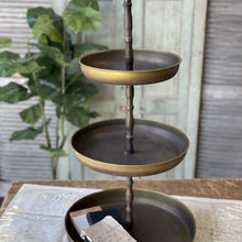 Load image into Gallery viewer, Three Tier Antique Brass Tray