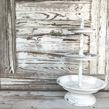 Load image into Gallery viewer, White Distressed Three Tiered Stand