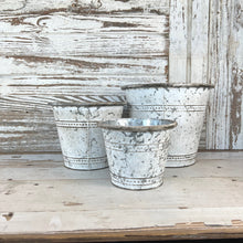 Load image into Gallery viewer, Whitewash Tin Pot Covers