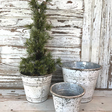 Load image into Gallery viewer, Whitewash Tin Pot Covers