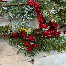 Load image into Gallery viewer, Fir & Cedar Red Berry Garland