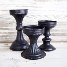 Load image into Gallery viewer, Black Enamel Candlestick Set