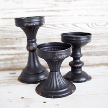 Load image into Gallery viewer, Black Enamel Candlestick Set