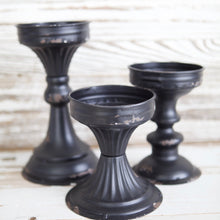 Load image into Gallery viewer, Black Enamel Candlestick Set