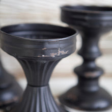 Load image into Gallery viewer, Black Enamel Candlestick Set