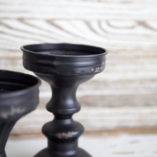 Load image into Gallery viewer, Black Enamel Candlestick Set
