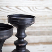 Load image into Gallery viewer, Black Enamel Candlestick Set