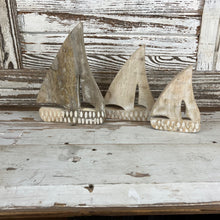 Load image into Gallery viewer, Carved Wood Sailboat Set