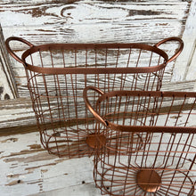 Load image into Gallery viewer, Copper Finish Oval Basket Set
