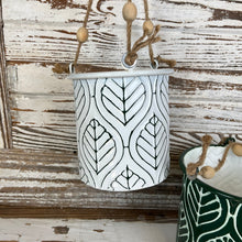 Load image into Gallery viewer, Green and White Hanging Metal Planters