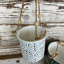 Load image into Gallery viewer, Green and White Hanging Metal Planters