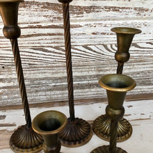 Load image into Gallery viewer, Spindletop Antique Brass Candle Holder