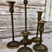 Load image into Gallery viewer, Spindletop Antique Brass Candle Holder