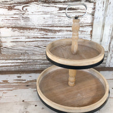 Load image into Gallery viewer, Distressed Wood and Metal Two-Tiered Tray