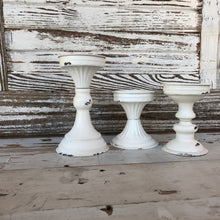 Load image into Gallery viewer, White Enamel Candlestick Set