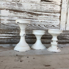 Load image into Gallery viewer, White Enamel Candlestick Set