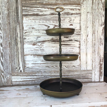 Load image into Gallery viewer, Three Tier Antique Brass Tray