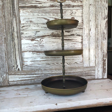 Load image into Gallery viewer, Three Tier Antique Brass Tray
