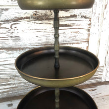 Load image into Gallery viewer, Three Tier Antique Brass Tray