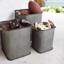 Load image into Gallery viewer, Vintage Style Corrugated Storage Bin Set