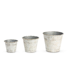 Load image into Gallery viewer, Whitewash Tin Pot Covers