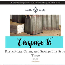 Load image into Gallery viewer, Vintage Style Corrugated Storage Bin Set
