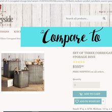 Load image into Gallery viewer, Vintage Style Corrugated Storage Bin Set
