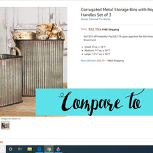 Load image into Gallery viewer, Vintage Style Corrugated Storage Bin Set