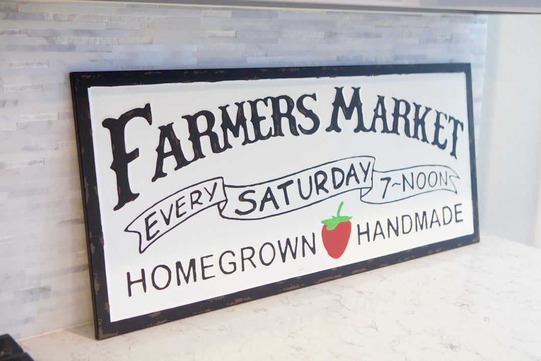 Farmers Market Sign With Strawberry
